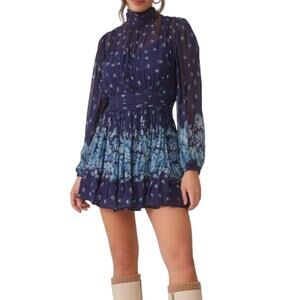 Anthropologie Let Me Be Mock Neck Mini Dress Floral Boho